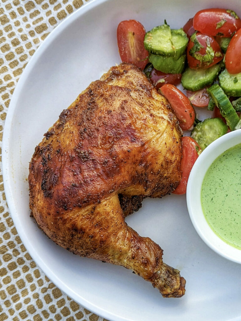 Peruvian roasted chicken on a plate.