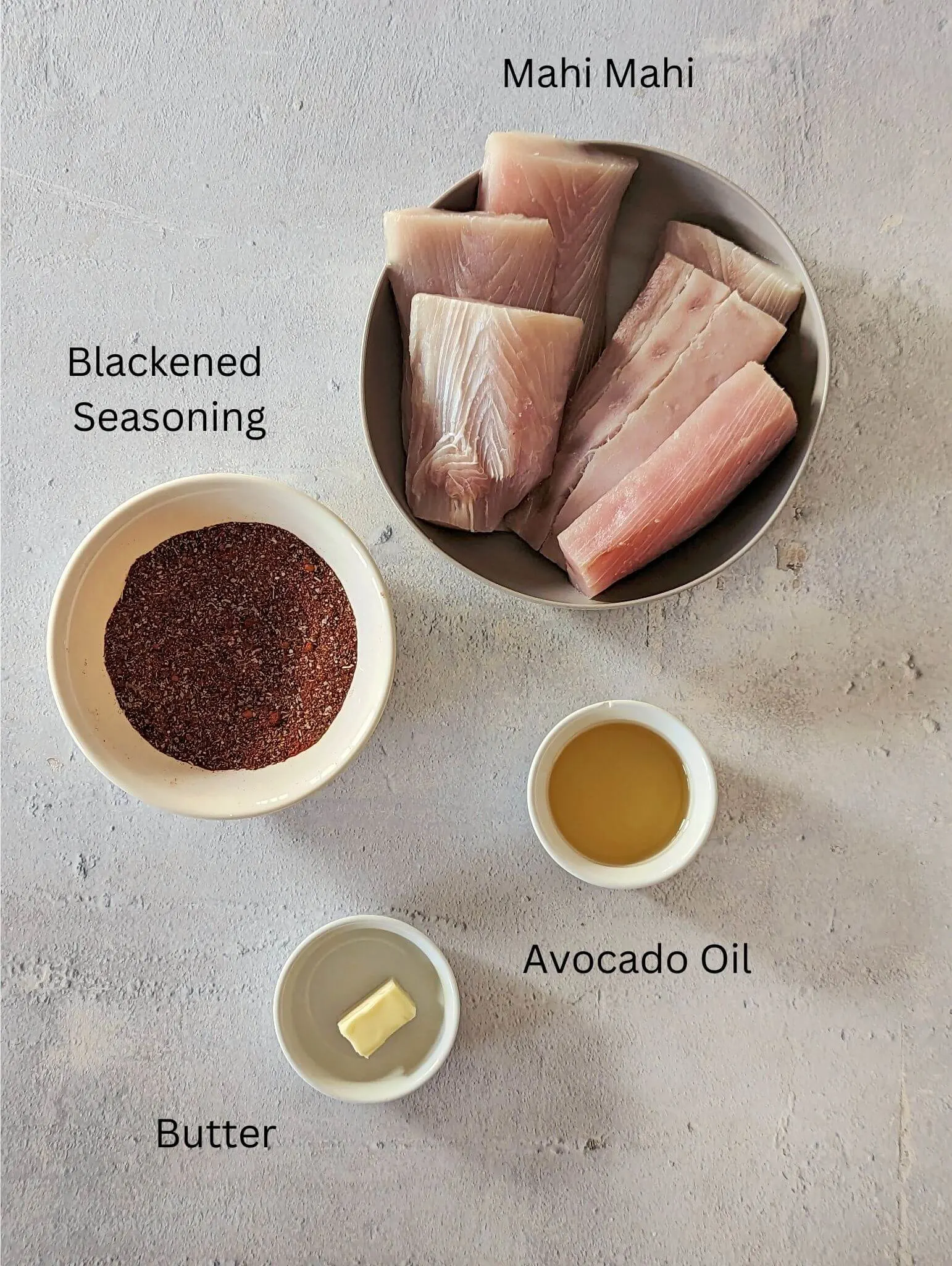 A image showing the ingredients for blackened mahi mahi.