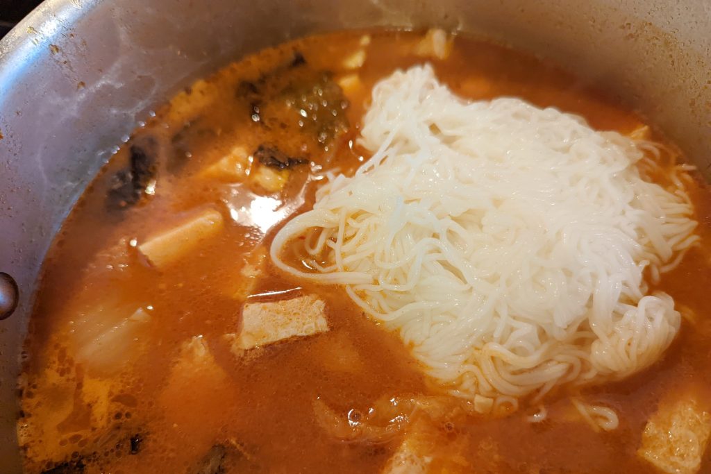 Add the shirataki noodles to the ramen at the very end.