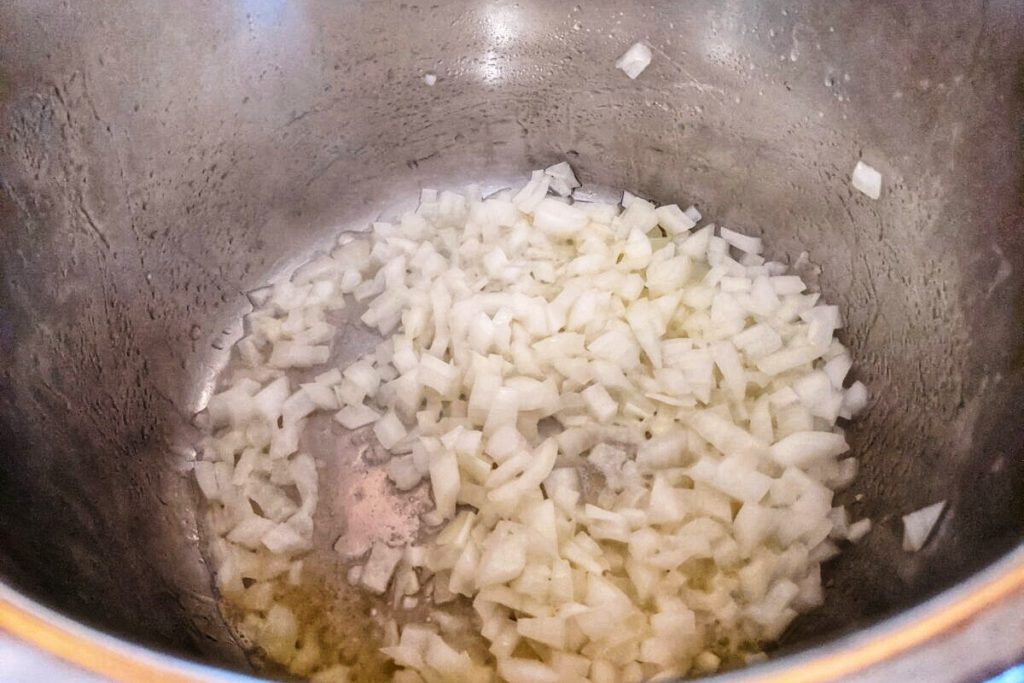 Since there is no roux in Austrian beef stew, onions slow cook down to build the concentrated flavor for the dish.