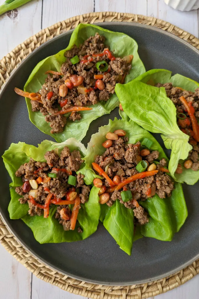 Ground Beef Lettuce Wraps on a plate.