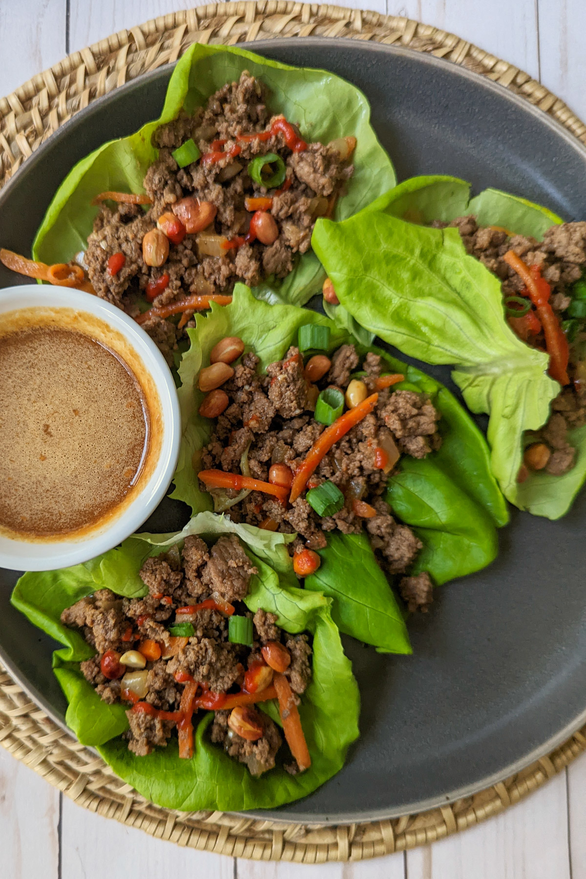 Ground Beef Lettuce Wraps on a plate.