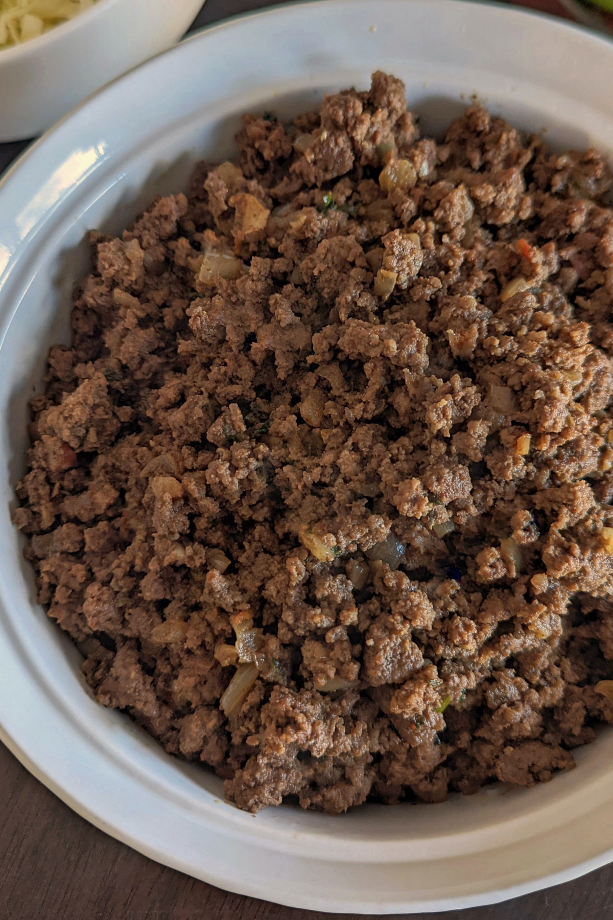 A bowl of taco ground beef.
