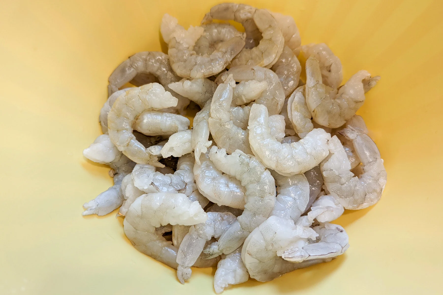 Prepared shrimp in a bowl.
