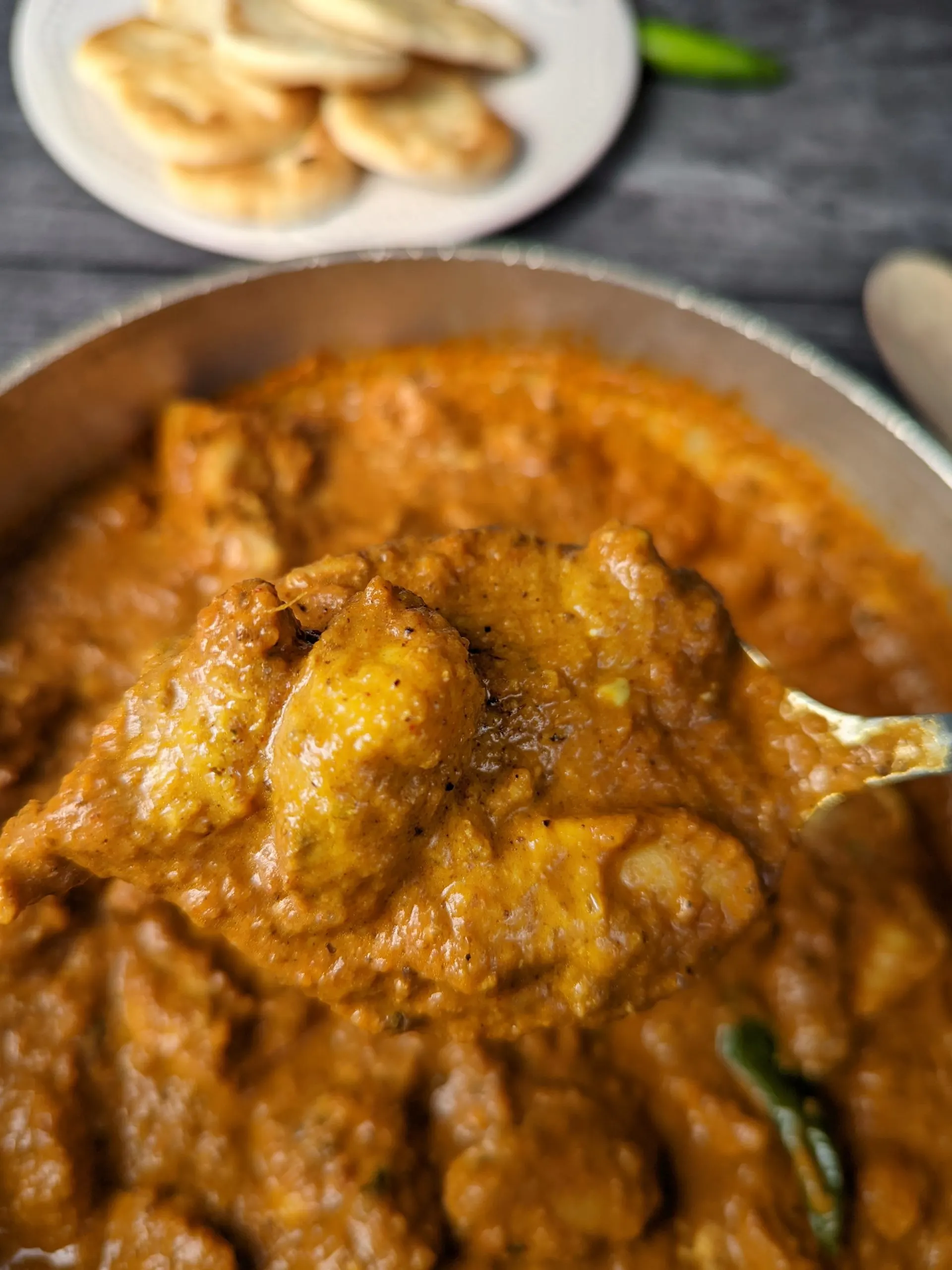 Butter chicken is ready to be served.