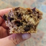 The inside of the chocolate protein muffin.