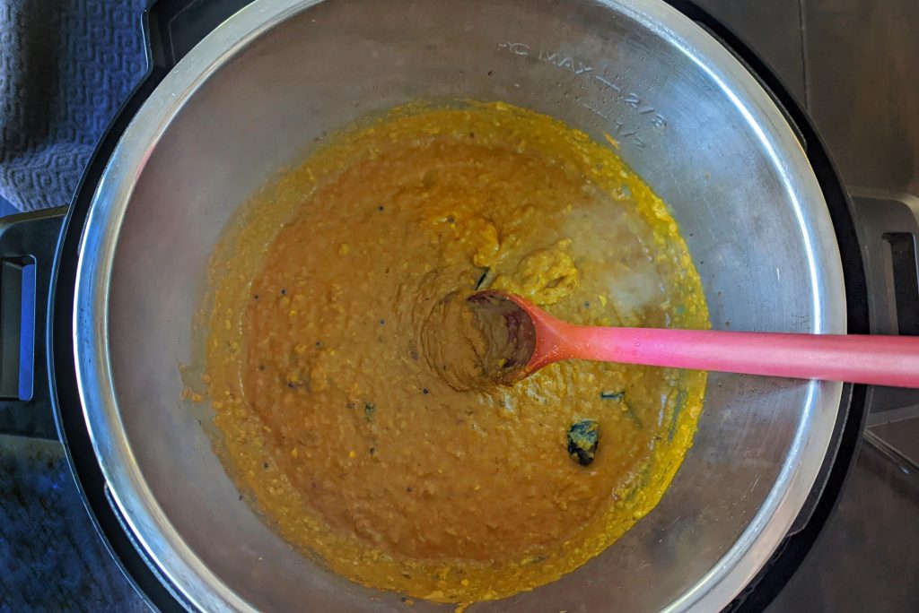 Moong dal cooked in the Instant Pot and ready to serve.