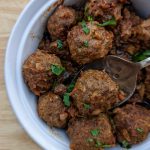 Moroccan meatballs are ready to serve with couscous or bulgar.