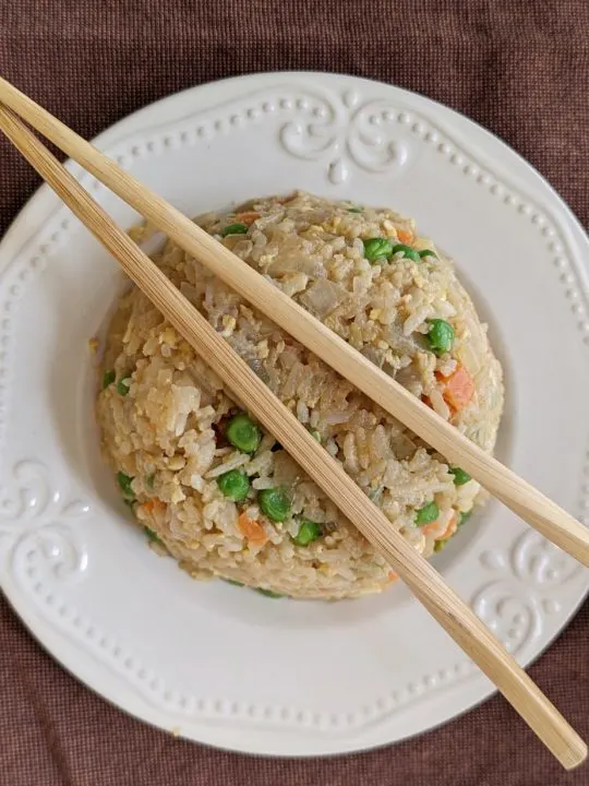 A serving of vegetable fried rice.