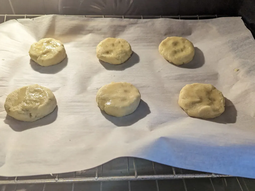 Biscuits baking in the oven. 