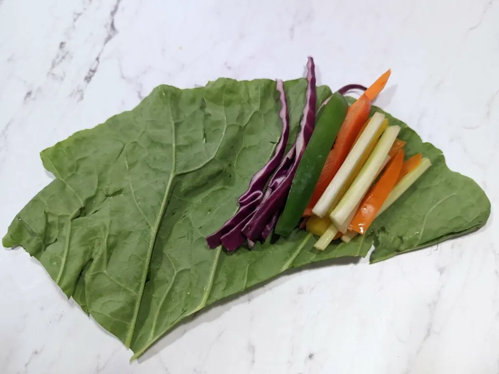 Add some of each vegetable to the collard green.