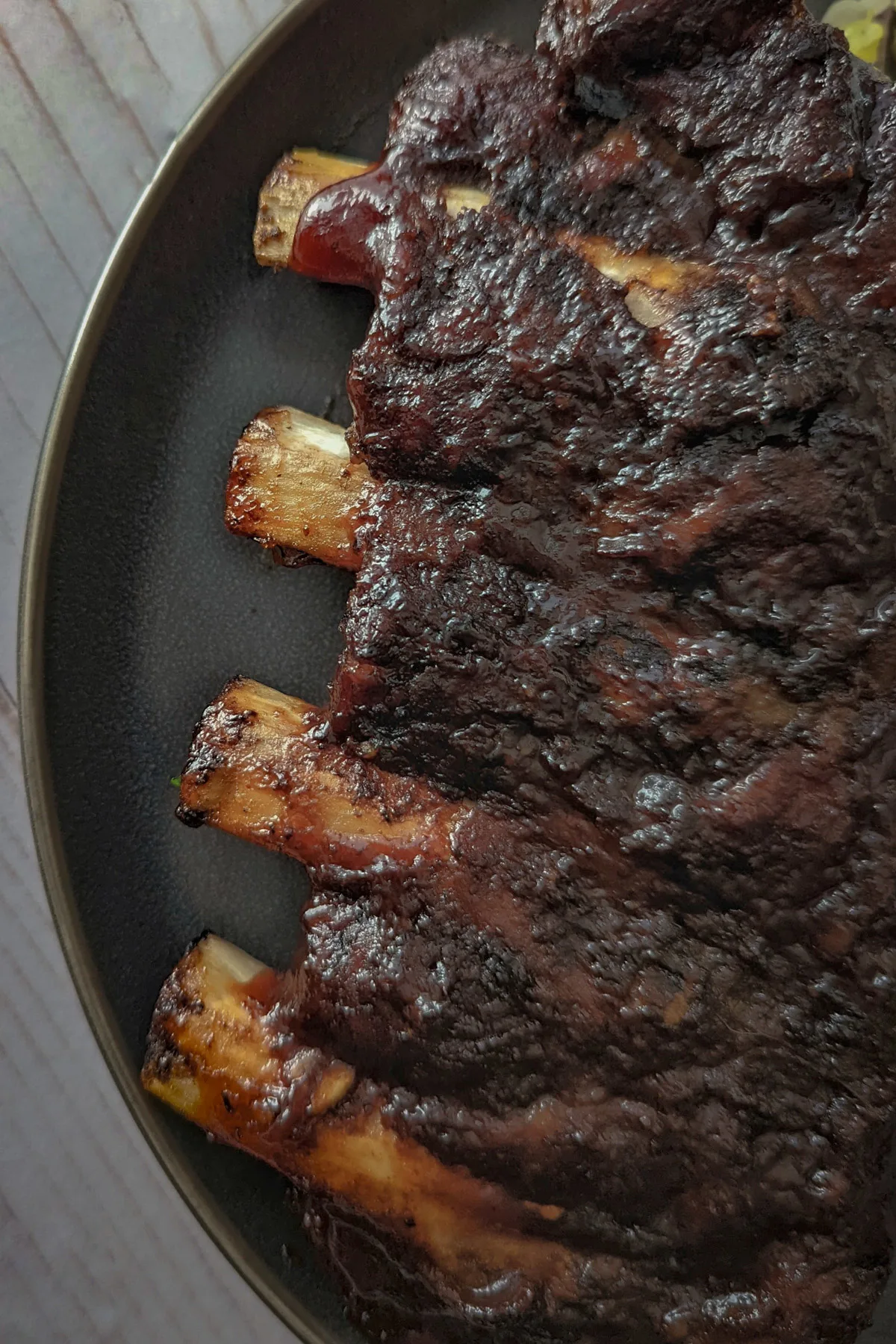 Recipes 24 Beef ribs on a cutting board.