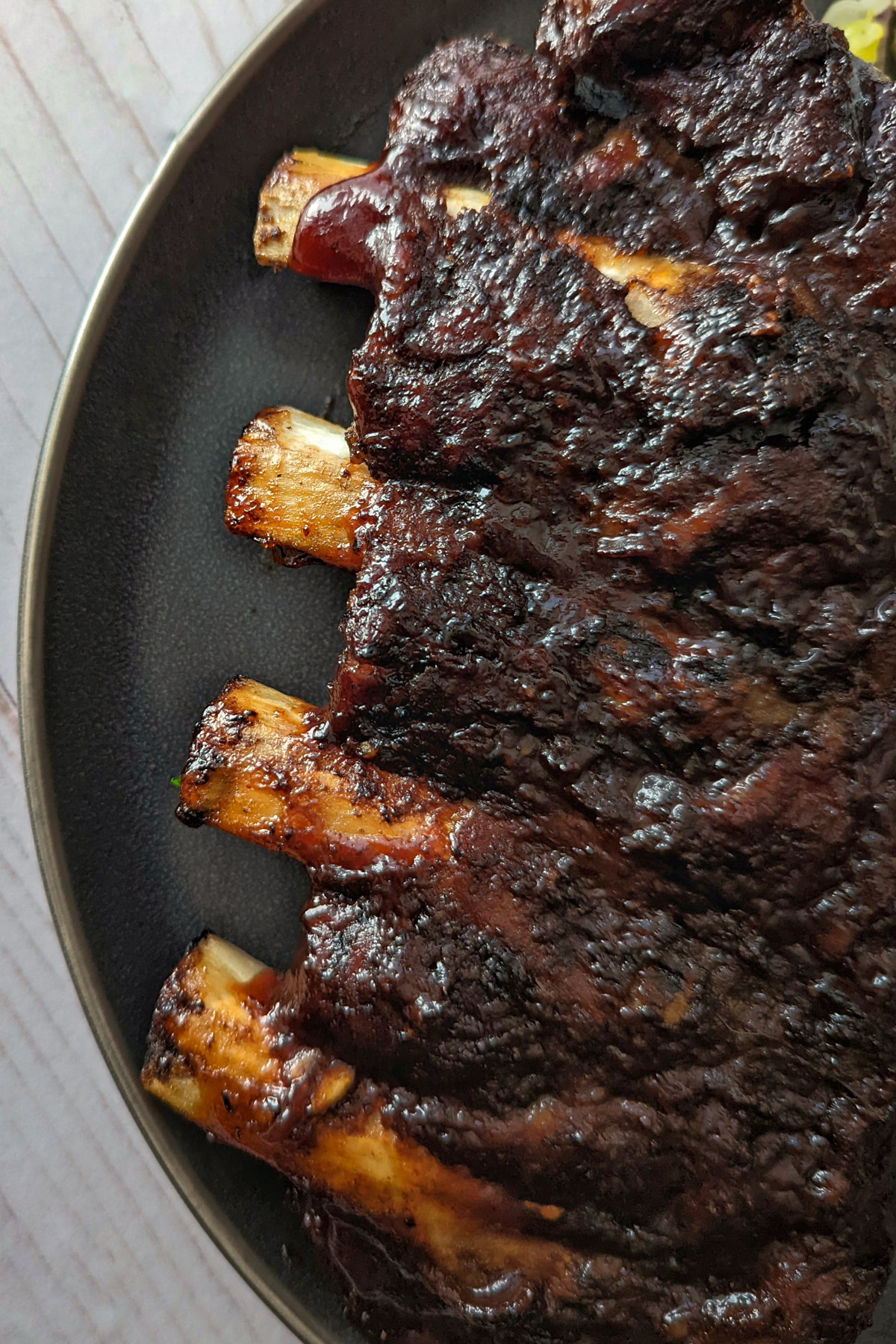 Beef ribs on a plate.