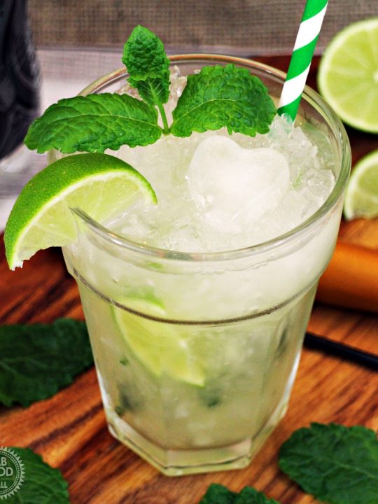 Garnish this mojito mocktail recipes with fresh mint and lime.