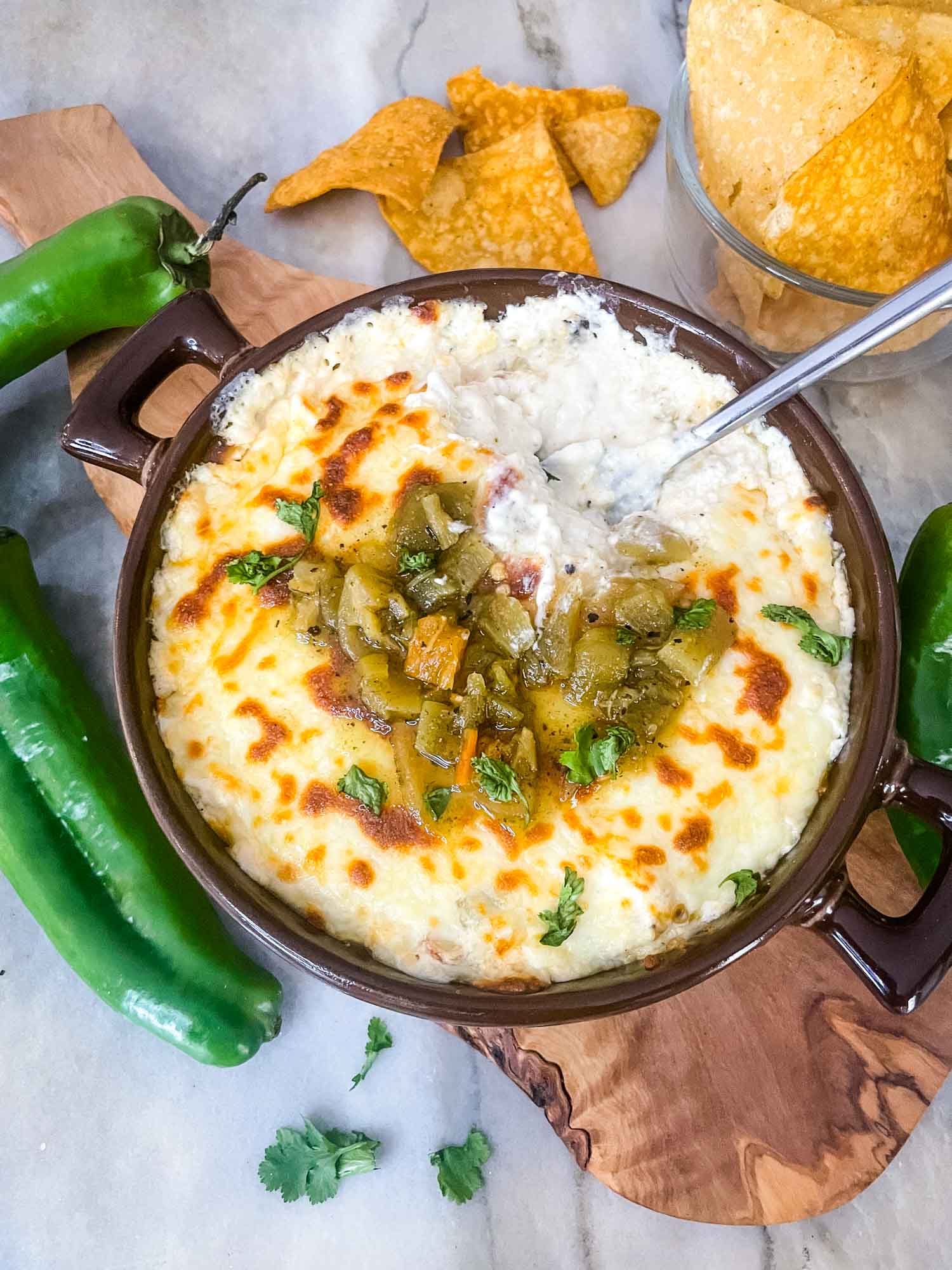 Hatch green chili dip in a small bowl.