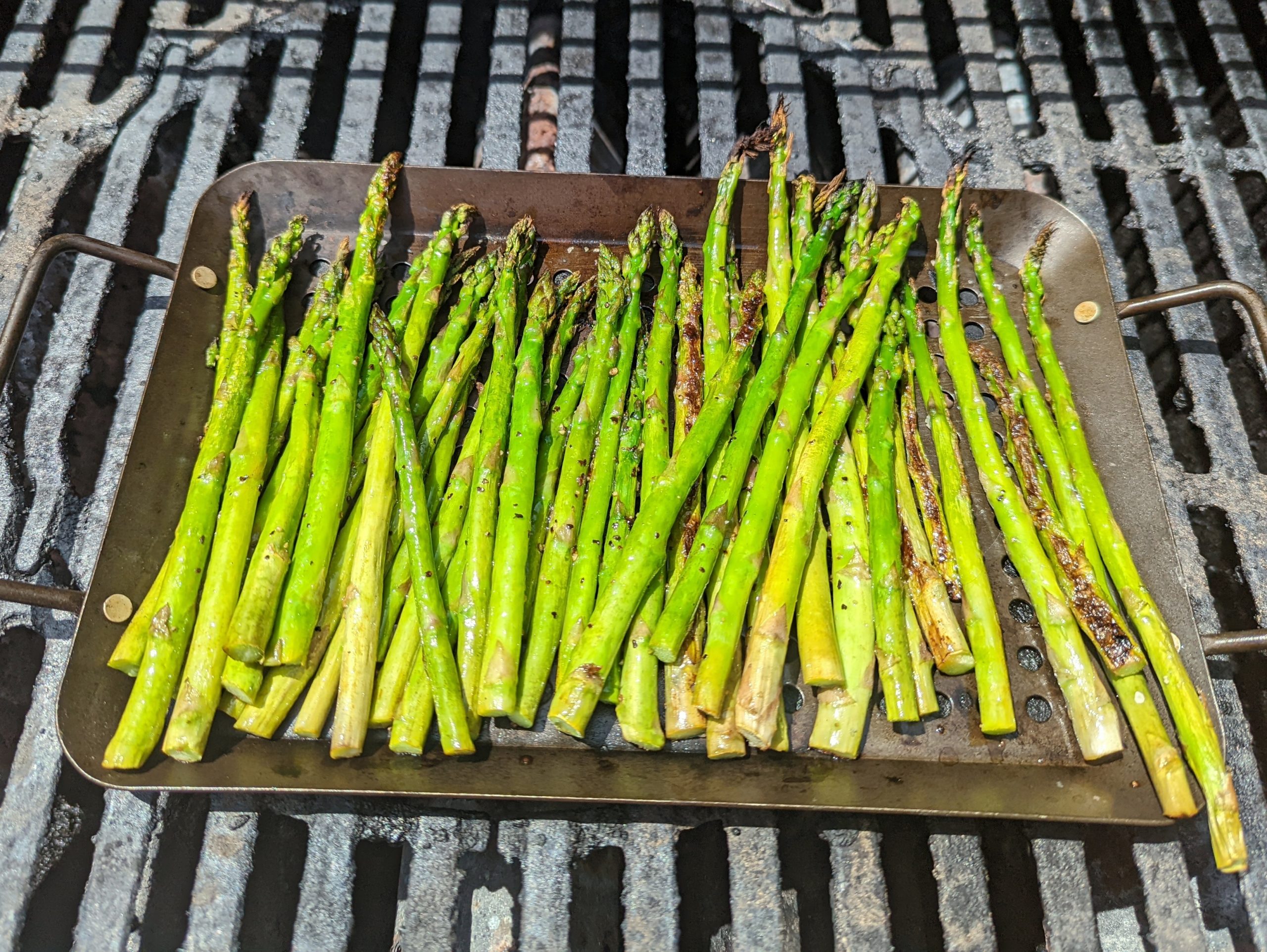 Grill the asparagus in a vegetable basket.