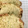 A close up of Amish zucchini bread.