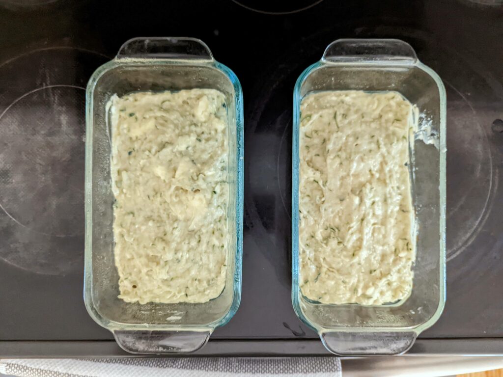 Spread the mixture between two loaf pans.