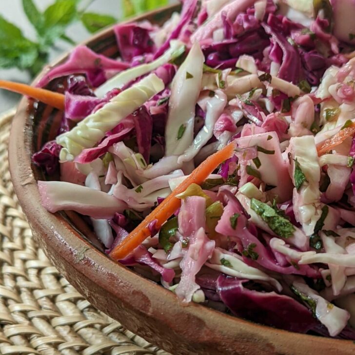 Homemade coleslaw in a bowl.