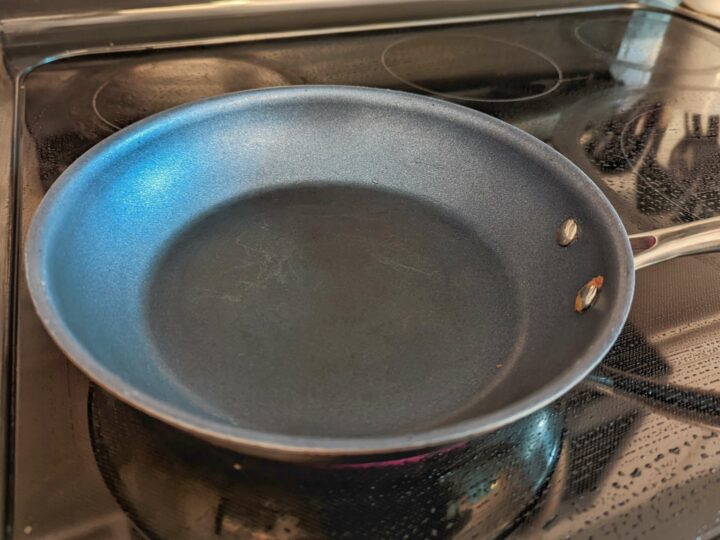 Warm a non-stick skillet before adding oil or eggs.