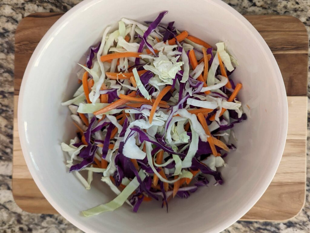 Cut the vegetables into thin slices or buy a pre-mixed bag.