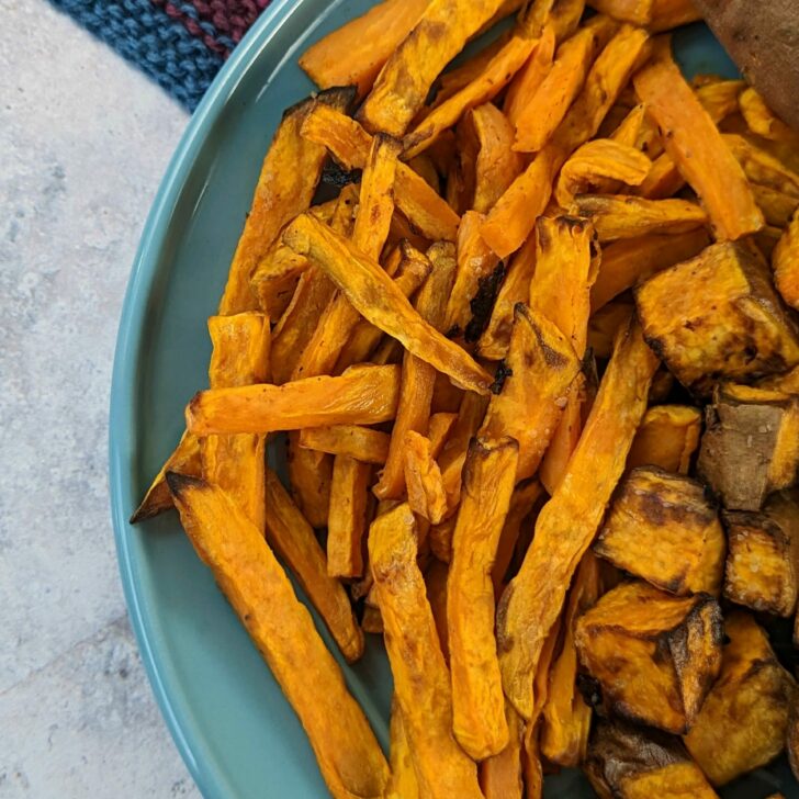 Sweet potato fries on a plate.