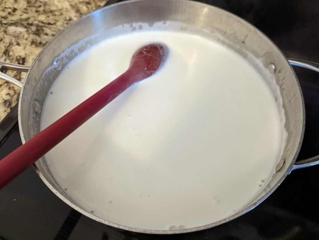 Add the milk and bring it to a boil.