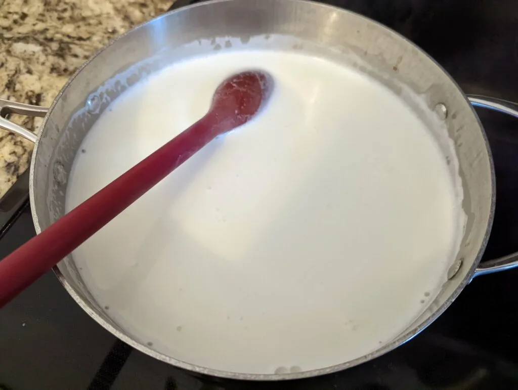 Add the milk and bring it to a boil.