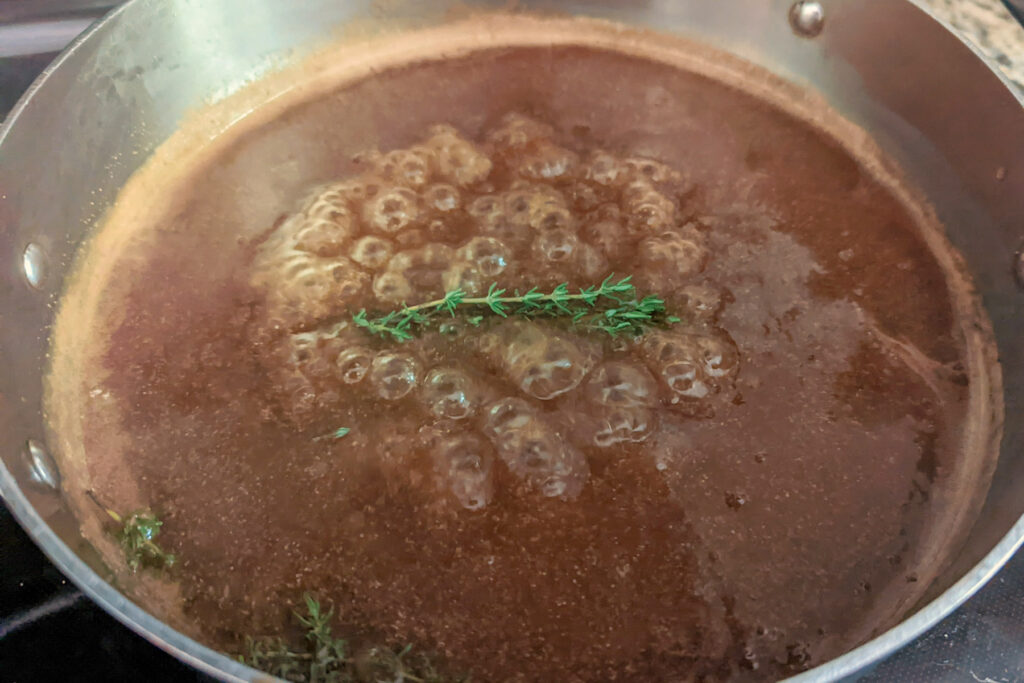 Herbs added to the homemade beef gravy. 