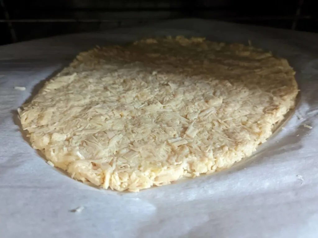 Baked the formed chicken crust.