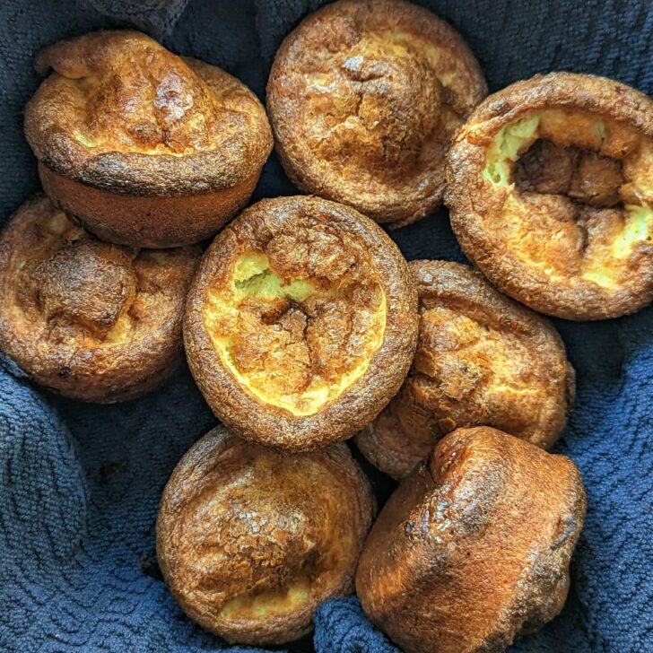 Keto Yorkshire puddings in a serving bowl.