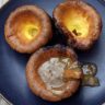 Keto Yorkshire pudding topped with beef drippings.