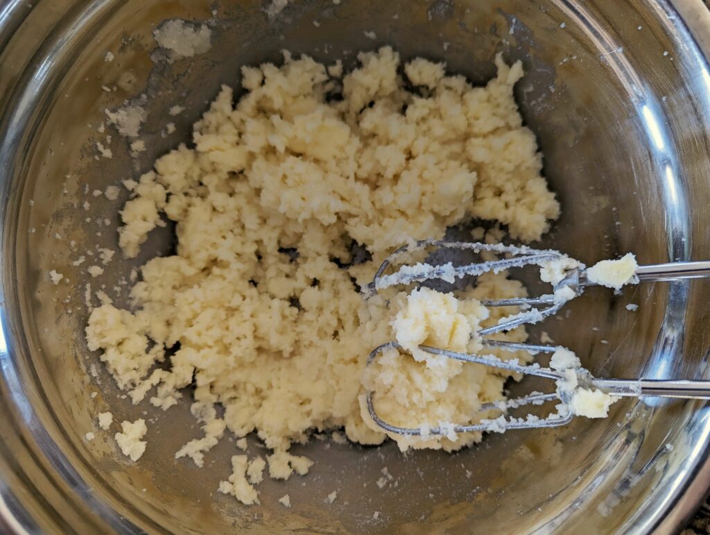 Wet ingredients combined in a mixing bowl.