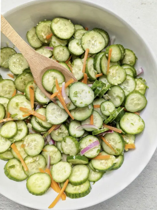 Cucumber carrot salad in a bowl.