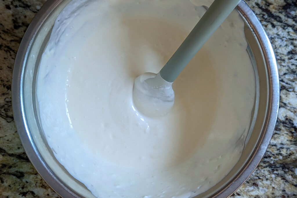 The base for the best ranch dressing recipe in a bowl.