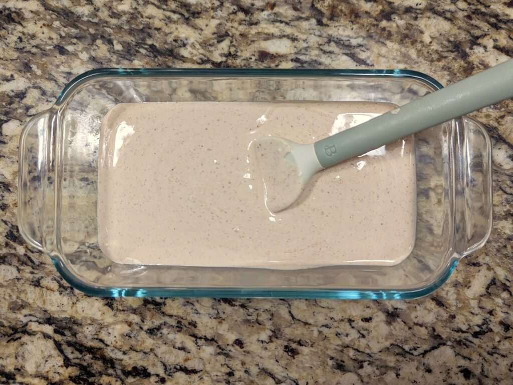 Pour the cottage cheese mixture into a freezer-safe containter.