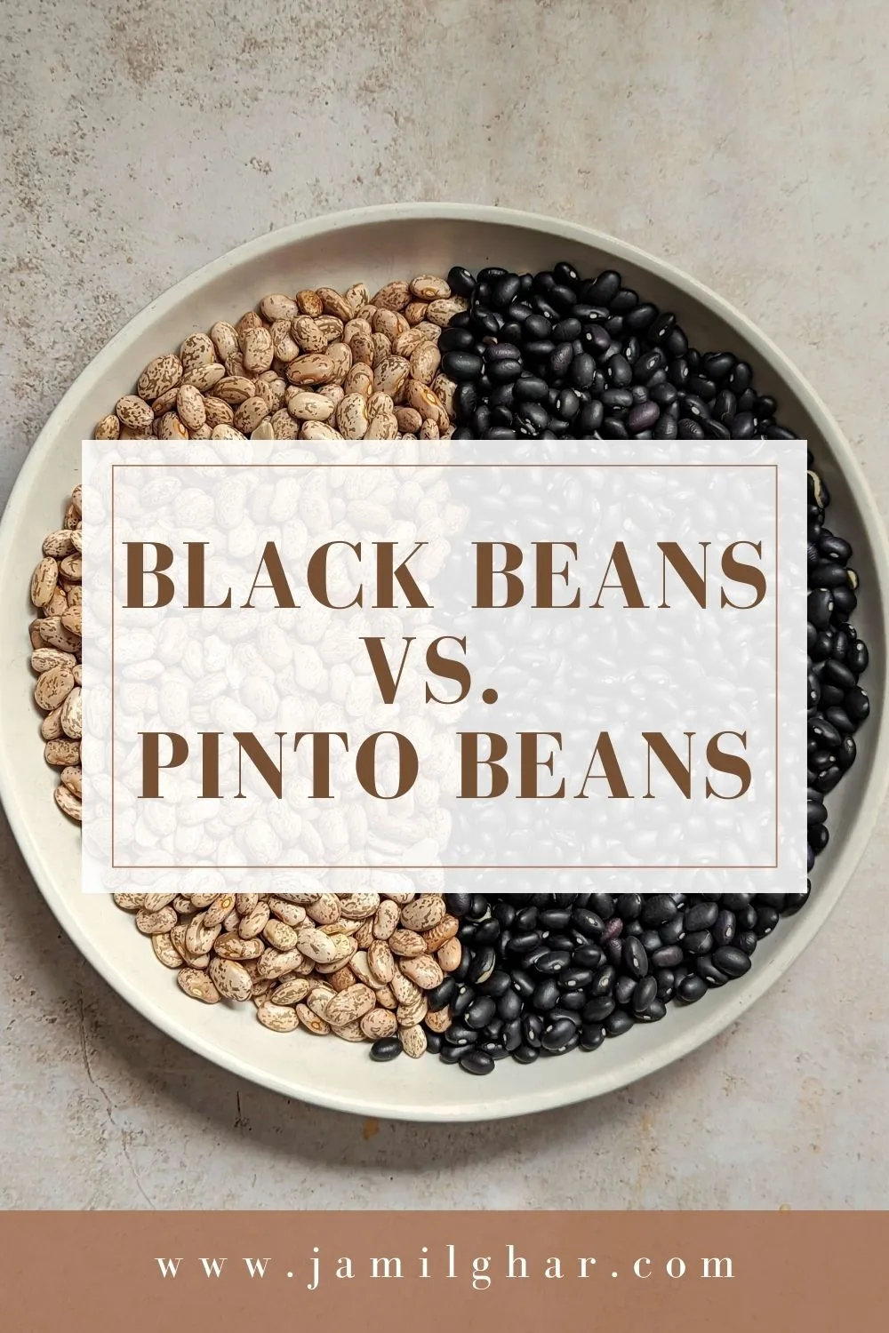 A pinterest pin for Black Beans Vs. Pinto Beans. 