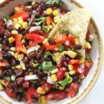 Black beans and corn salsa in a bowl.