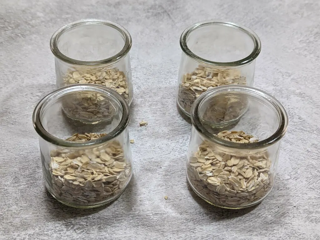 Oats in small containers.