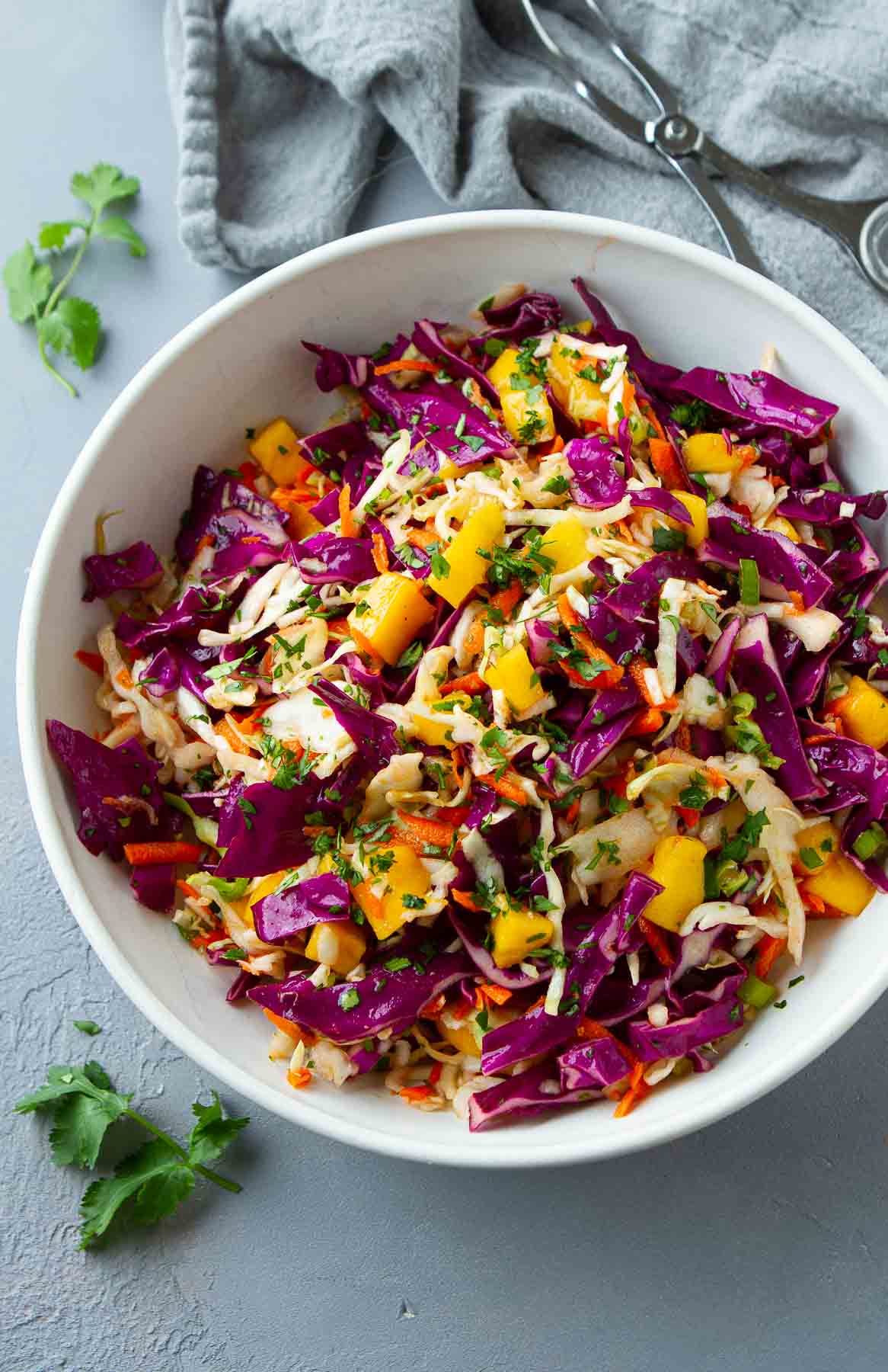 A serving bowl of Mexican Slaw.
