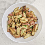 A plate of air fryer red potatoes.