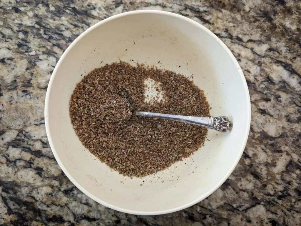 Spice rub mixture in a small bowl.