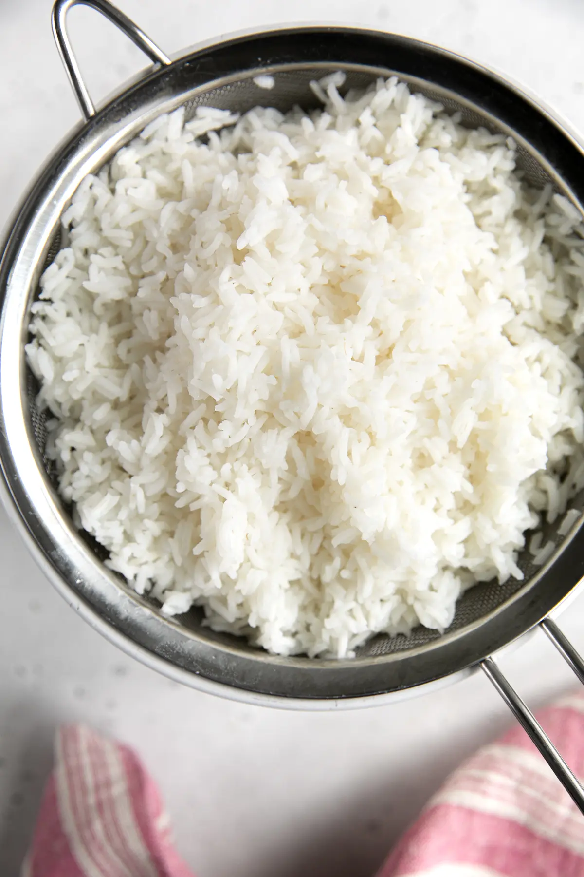 White rice in a serving bowl. 