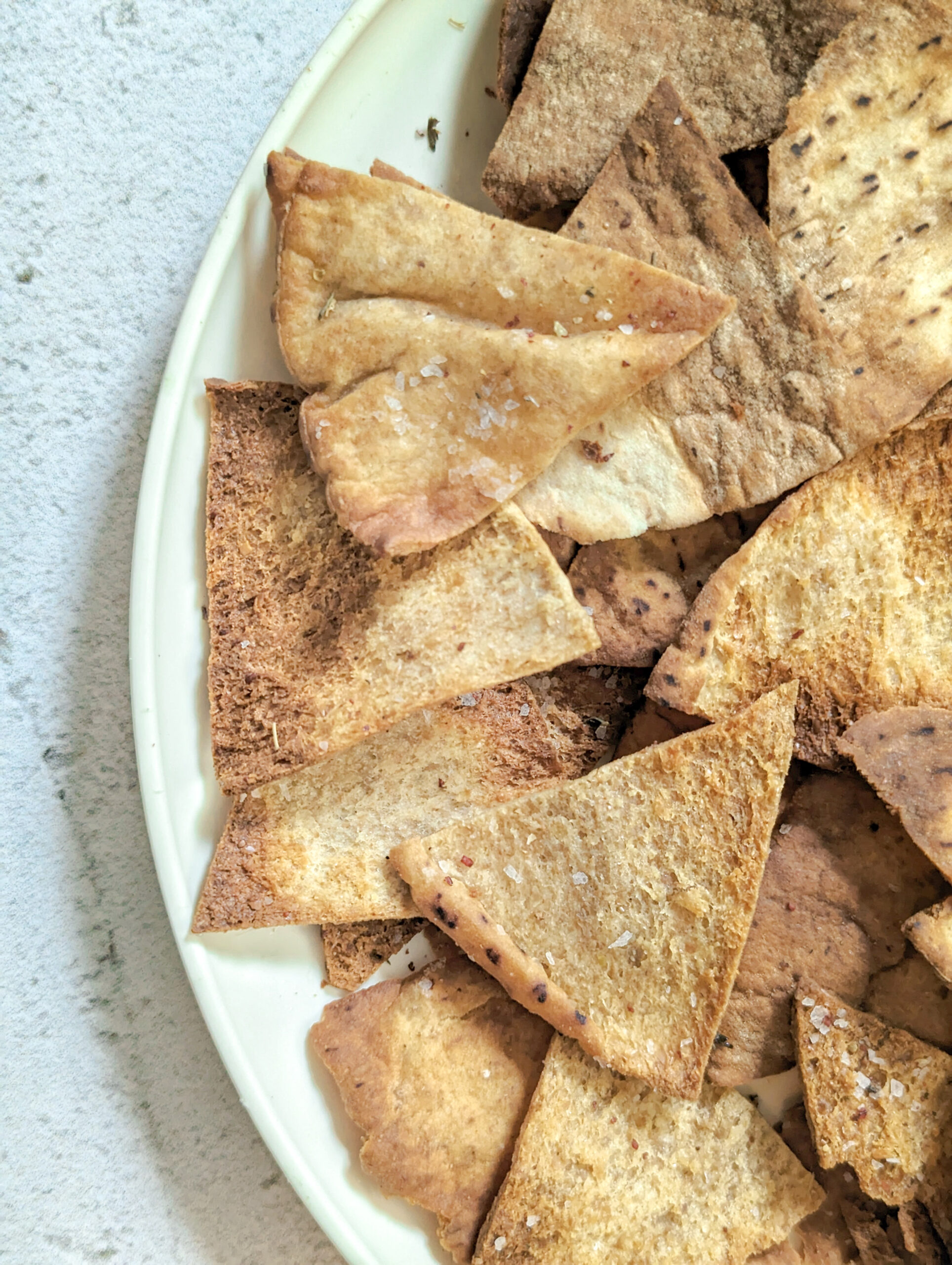 A plate of air fryer pita chips.