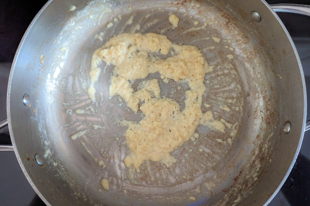 A roux in a saute pan.