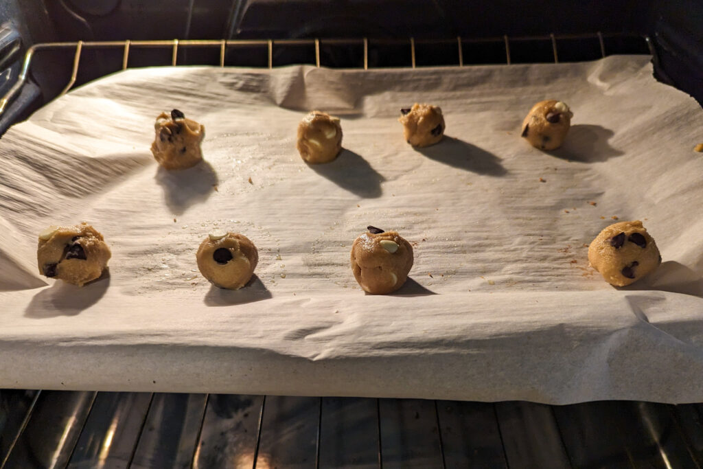 Cookies baking in the oven.