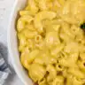 A serving of mac and cheese.