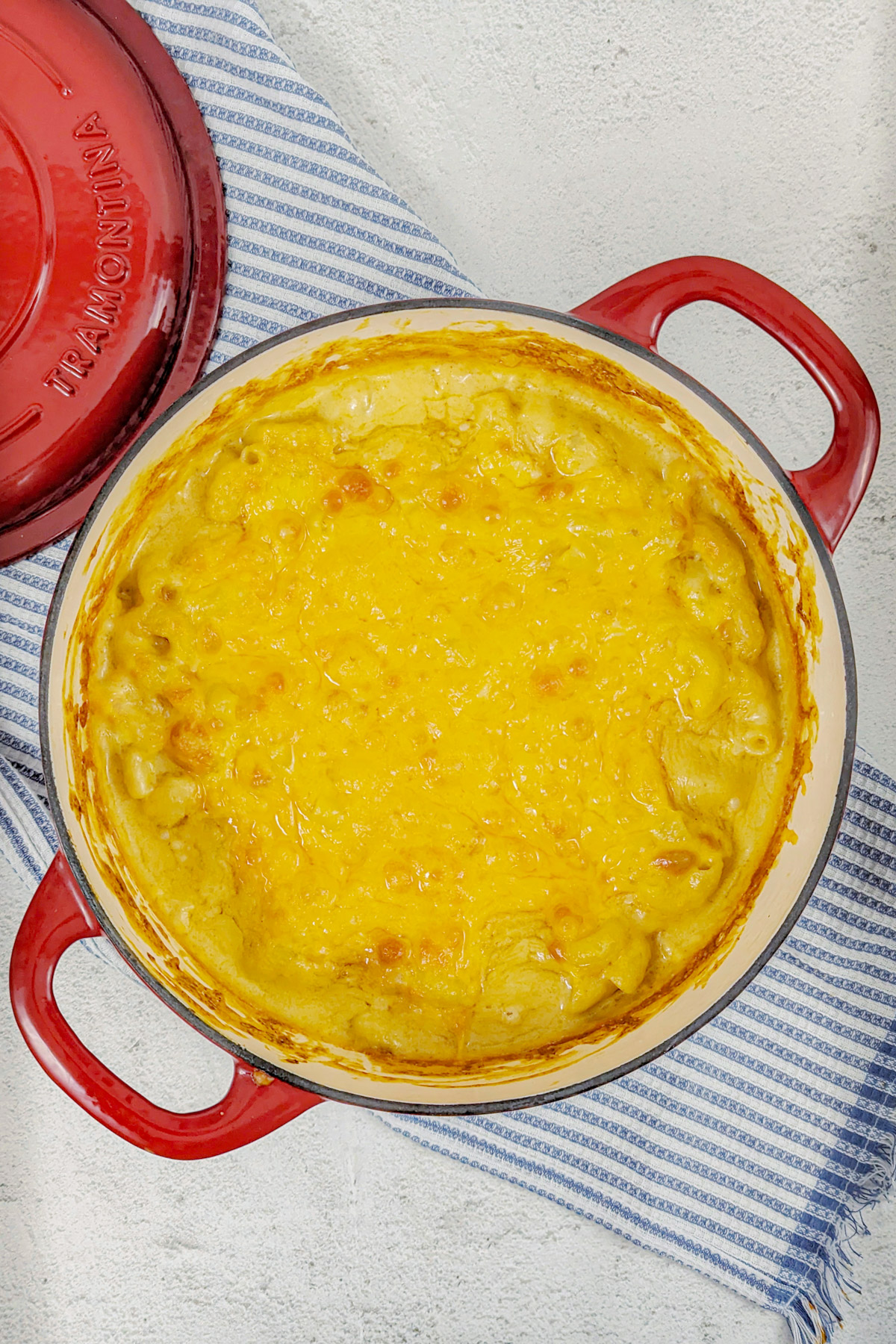 Mac and cheese in a dutch oven.