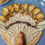 Thanksgiving butter board in the shape of a turkey.