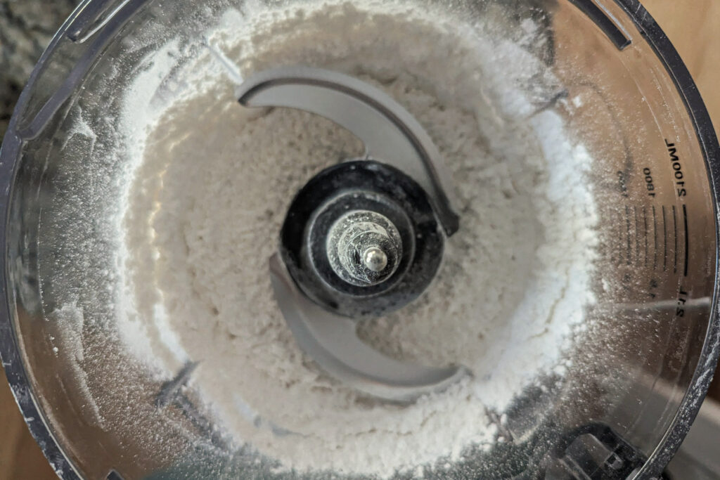 Flour mixture in a food processor.